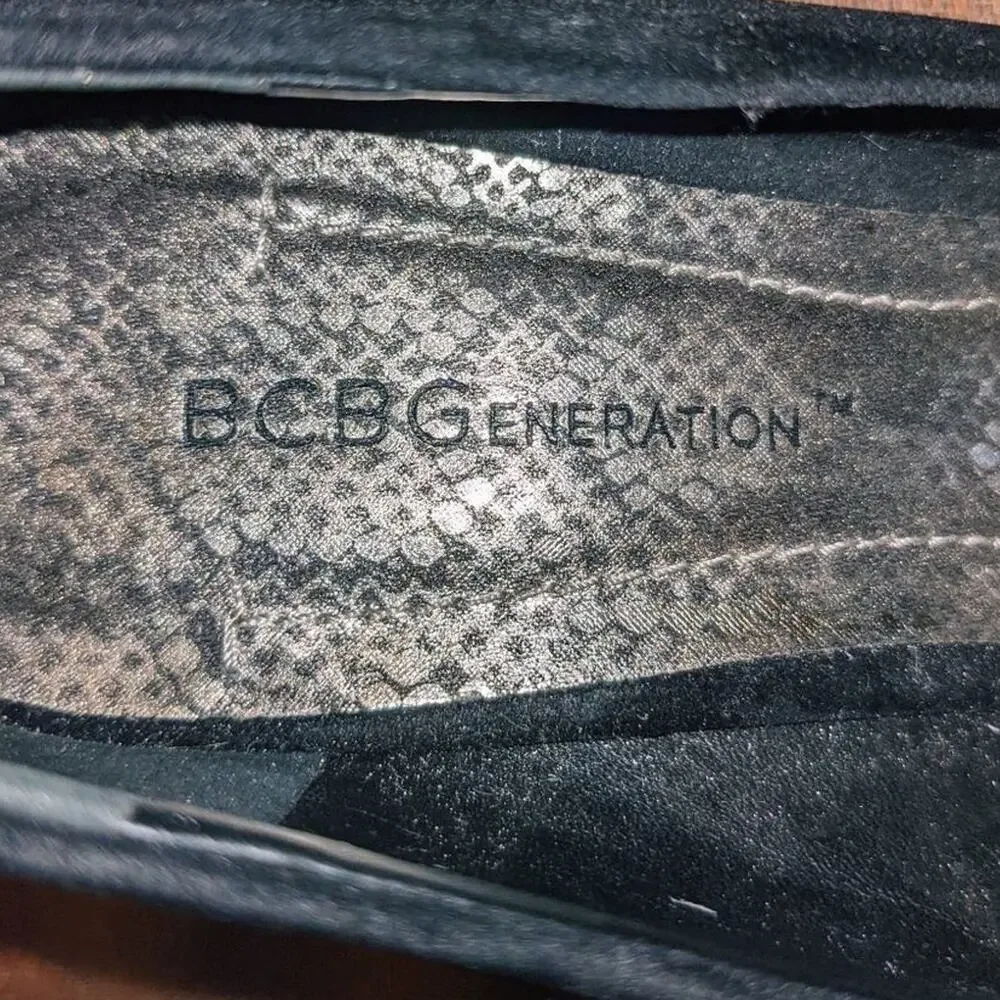 BCBGENERATION Jewel Embellished Wedge Velvet Pumps EUC